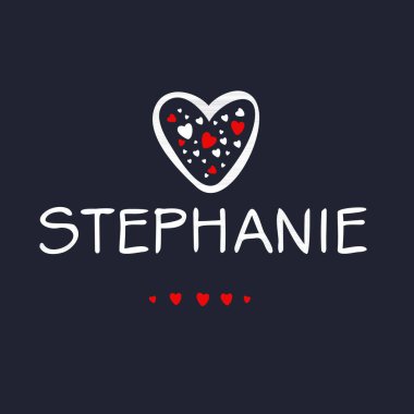 (Stephanie) İsim, Vektör illüstrasyonu.