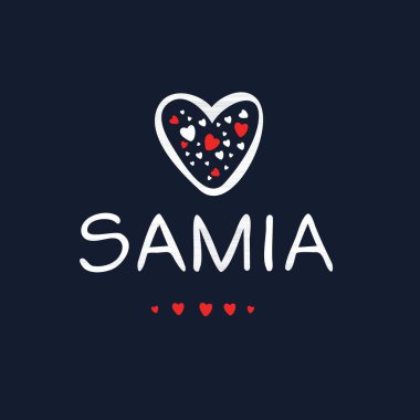 (Samia) İsim, Vektör illüstrasyonu.