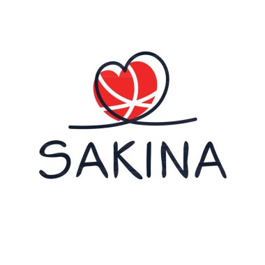 (Sakina) adı, Vektör illüstrasyonu.