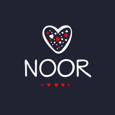 (Noor) isim, Vektör illüstrasyonu.