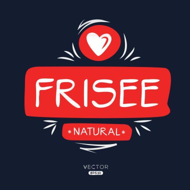 (Frisee), Frisee etiketi, vektör illüstrasyonu. 