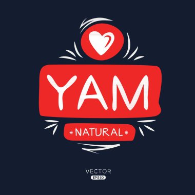 (Yam), Yam etiketi, vektör illüstrasyonu. 