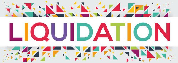 ликвидация текстового баннера, векторная иллюстрация.