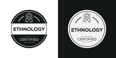 Etnoloji sertifikalı rozet, vektör illüstrasyonu.