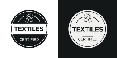 Tekstil sertifikalı rozet, vektör illüstrasyonu.