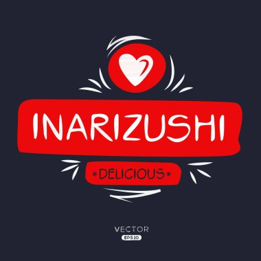 Inarizushi etiket tasarımı, vektör illüstrasyonu.