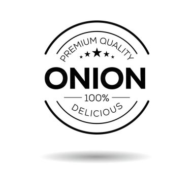 Soğan etiketi tasarımı, vektör illüstrasyonu.