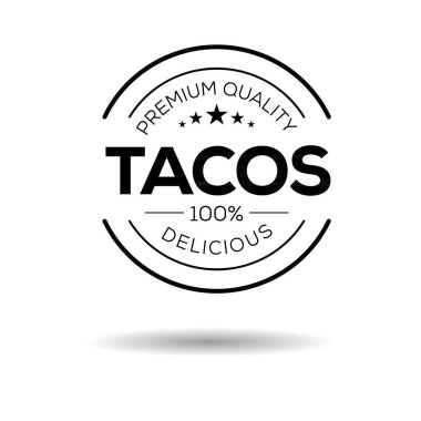 Tacos etiket tasarımı, vektör illüstrasyonu.