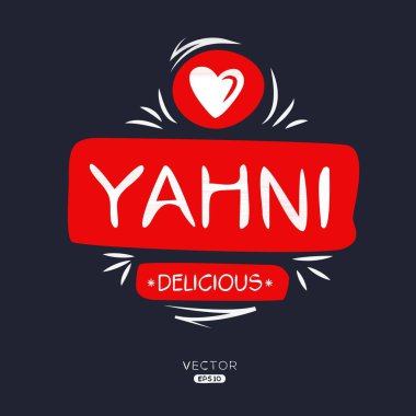 Yahni etiket tasarımı, vektör illüstrasyonu.