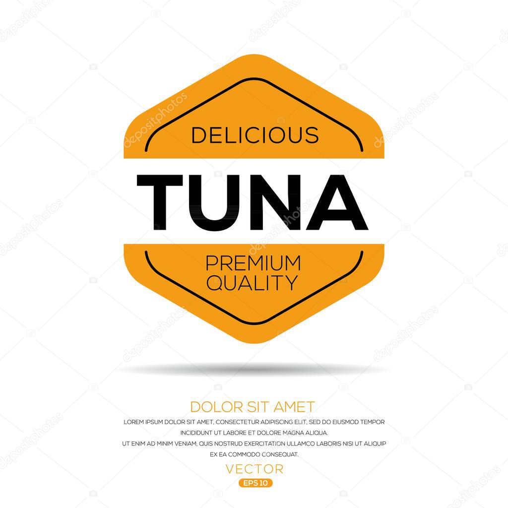 Tuna sticker Design, vector illustration.
