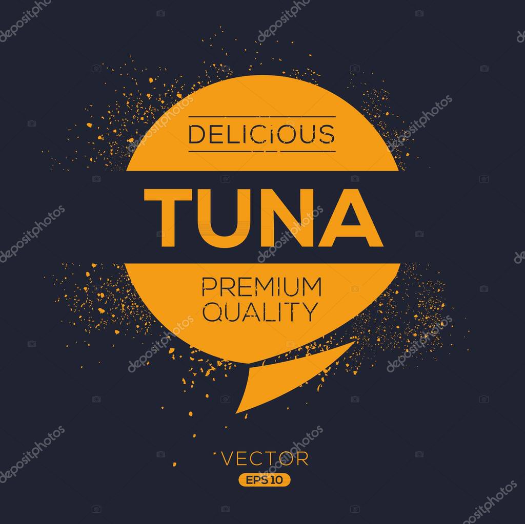 Tuna sticker Design, vector illustration.