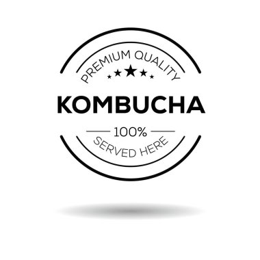 Kombucha etiket tasarımı, vektör illüstrasyonu.
