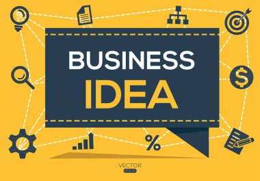 Simgeli İşletme Fikri Sancak Tasarımı, Vektör illüstrasyonu.