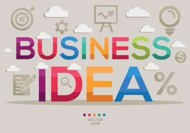 Simgeli İşletme Fikri Sancak Tasarımı, Vektör illüstrasyonu.