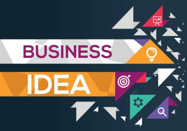 Simgeli İşletme Fikri Sancak Tasarımı, Vektör illüstrasyonu.