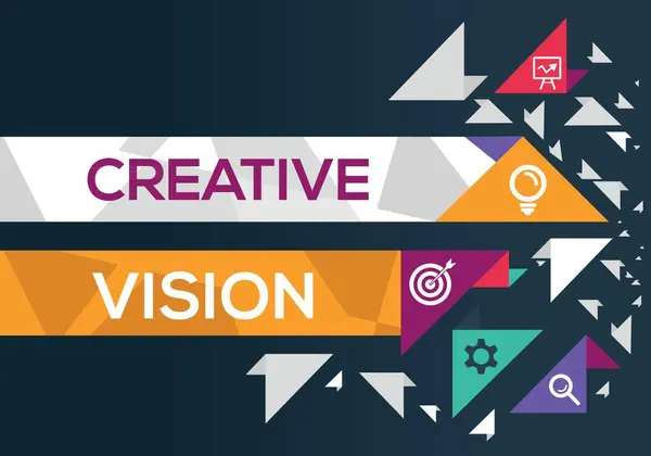 Creativity vision Banner Design with Icons, Vector illustration.