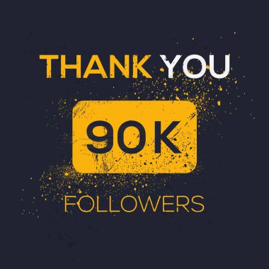 Yaratıcı Teşekkür ederim (90k, 90000) takipçiler sosyal ağ ve takipçiler için şablon tasarımı, Vektör illüstrasyonunu kutladılar.