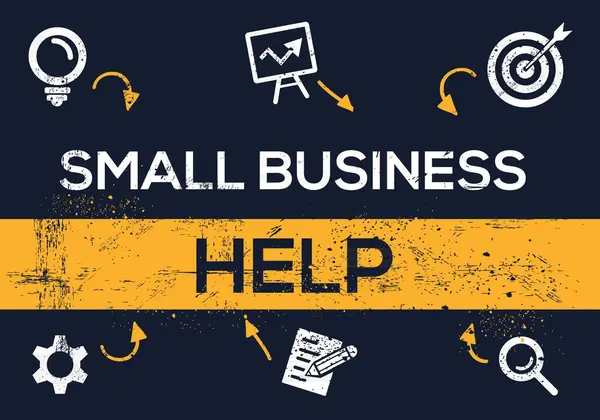 Küçük işletme yardımı Banner Tasarımı ile Simgeler, Vektör illüstrasyonu.