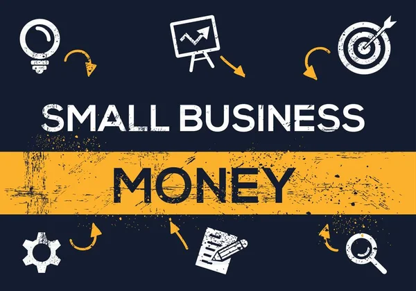 Small business money Banner Design with Icons, Vector illustration.