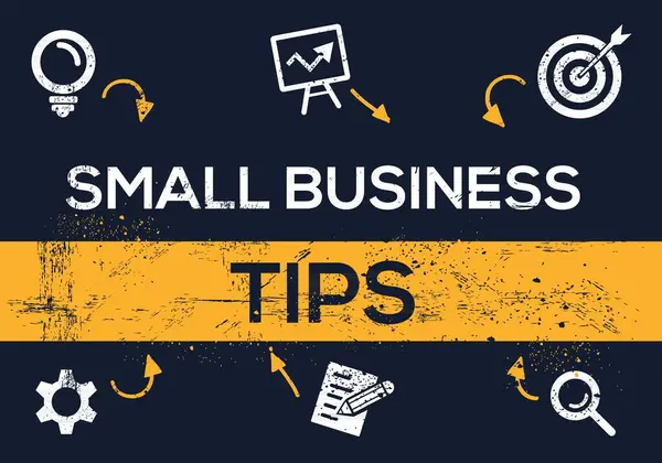 Small business tips Banner Design with Icons, Vector illustration.