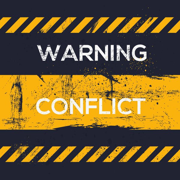 (Conflict) Warning sign, vector illustration.