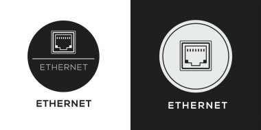 Ethernet port Simgesi, vektör işareti.