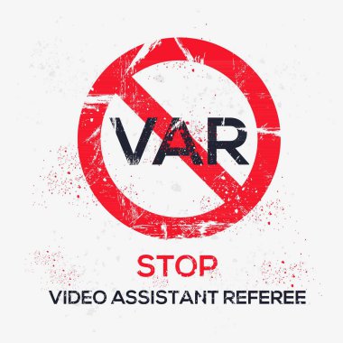 VAR (Video Hakem Yardımcısı) Uyarı işareti, vektör illüstrasyonu.