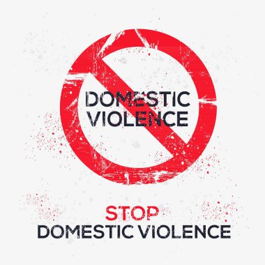 (Aile içi şiddet) Uyarı işareti, vektör illüstrasyonu.