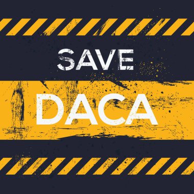 DACA (Çocukluk Gelişleri için Öntanımlı Eylem) işareti, vektör illüstrasyonu.
