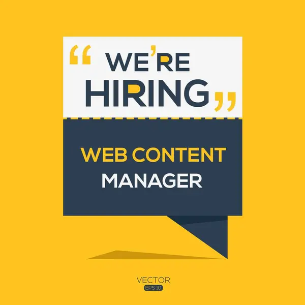 Hiring Web Content Manager Join Our Team Vector Illustration — Διανυσματικό Αρχείο