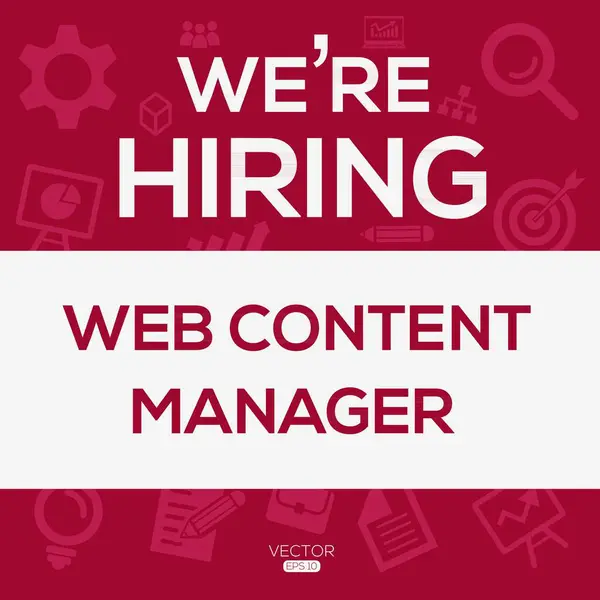 Hiring Web Content Manager Join Our Team Vector Illustration — Wektor stockowy