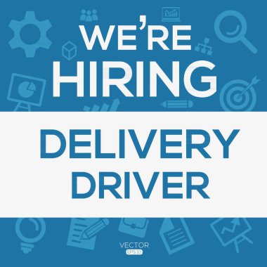 Eleman arıyoruz (Teslimat Sürücüsü), ekibimize katılın, vektör illüstrasyonu.
