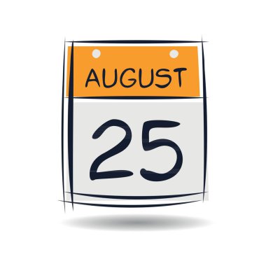 Tek günlük yaratıcı takvim sayfası (25 Ağustos), Vektör illüstrasyonu.