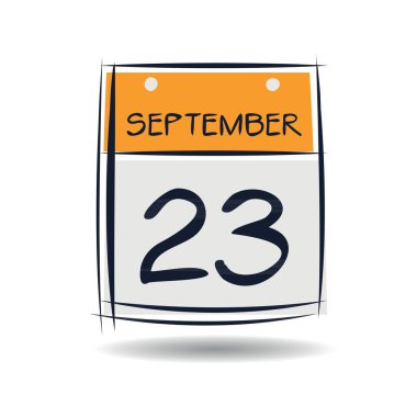 Creative calendar page with single day (23 September), Vector illustration. clipart