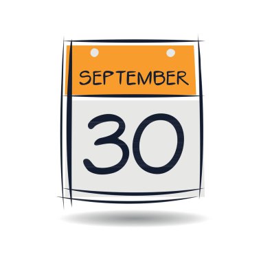 Creative calendar page with single day (30 September), Vector illustration. clipart