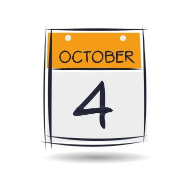 Tek günlük yaratıcı takvim sayfası (4 Ekim), Vektör illüstrasyonu.