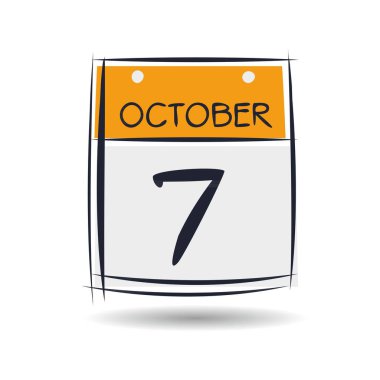 Tek günlük yaratıcı takvim sayfası (7 Ekim), Vektör illüstrasyonu.