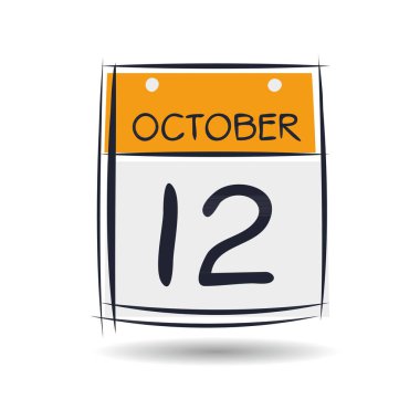 Tek günlük yaratıcı takvim sayfası (12 Ekim), Vektör illüstrasyonu.