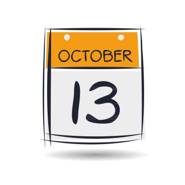 Tek günlük yaratıcı takvim sayfası (13 Ekim), Vektör illüstrasyonu.