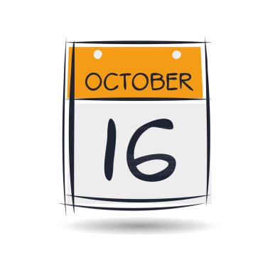 Tek günlük yaratıcı takvim sayfası (16 Ekim), Vektör illüstrasyonu.