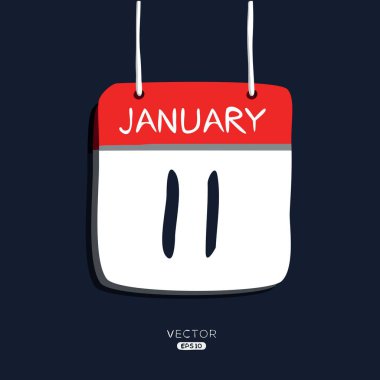 Tek günlük yaratıcı takvim sayfası (11 Ocak), Vektör illüstrasyonu.