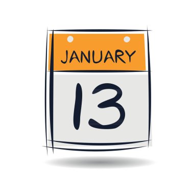 Tek günlük yaratıcı takvim sayfası (13 Ocak), Vektör illüstrasyonu.