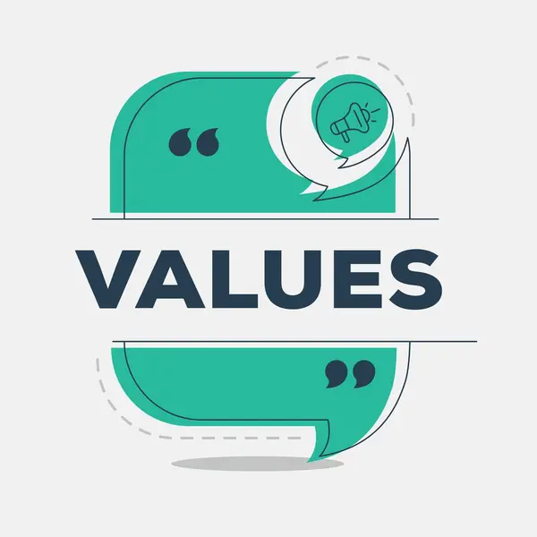 Hodnoty Text Napsaný Bublině Řeči Vektorová Ilustrace — Stockový vektor