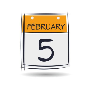 Tek günlük yaratıcı takvim sayfası (5 Şubat), Vektör illüstrasyonu.