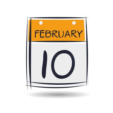 Tek günlük yaratıcı takvim sayfası (10 Şubat), Vektör illüstrasyonu.