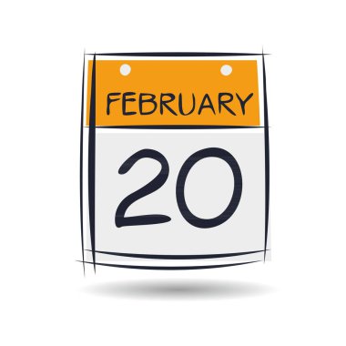 Tek günlük yaratıcı takvim sayfası (20 Şubat), Vektör illüstrasyonu.