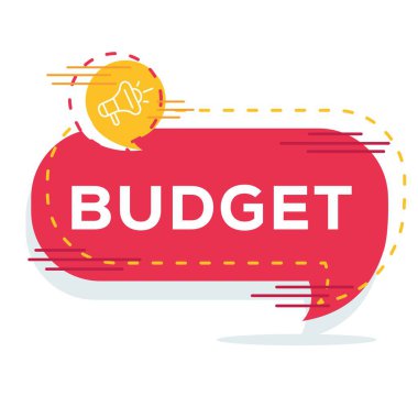 (Konuşma baloncuğuyla yazılmış bütçe metni, Vektör illüstrasyonu.
