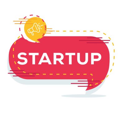 (Başlangıç) konuşma baloncuğuyla yazılmış metin, Vektör illüstrasyonu.