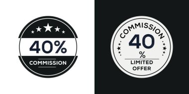 % 40 Komisyon sınırlı teklif, Vektör etiketi.