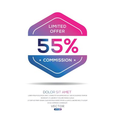 % 55 Komisyon sınırlı teklif, Vektör etiketi.